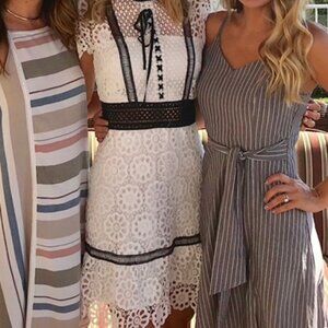 Aqua Black & White Lace Dress